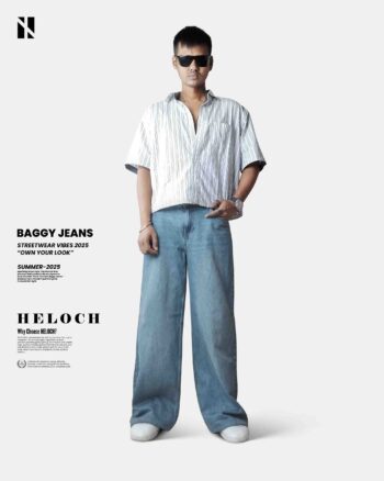 Vintage Light Blue Baggy Jeans for Men – Premium Cotton Denim | Trendy Loose Fit
