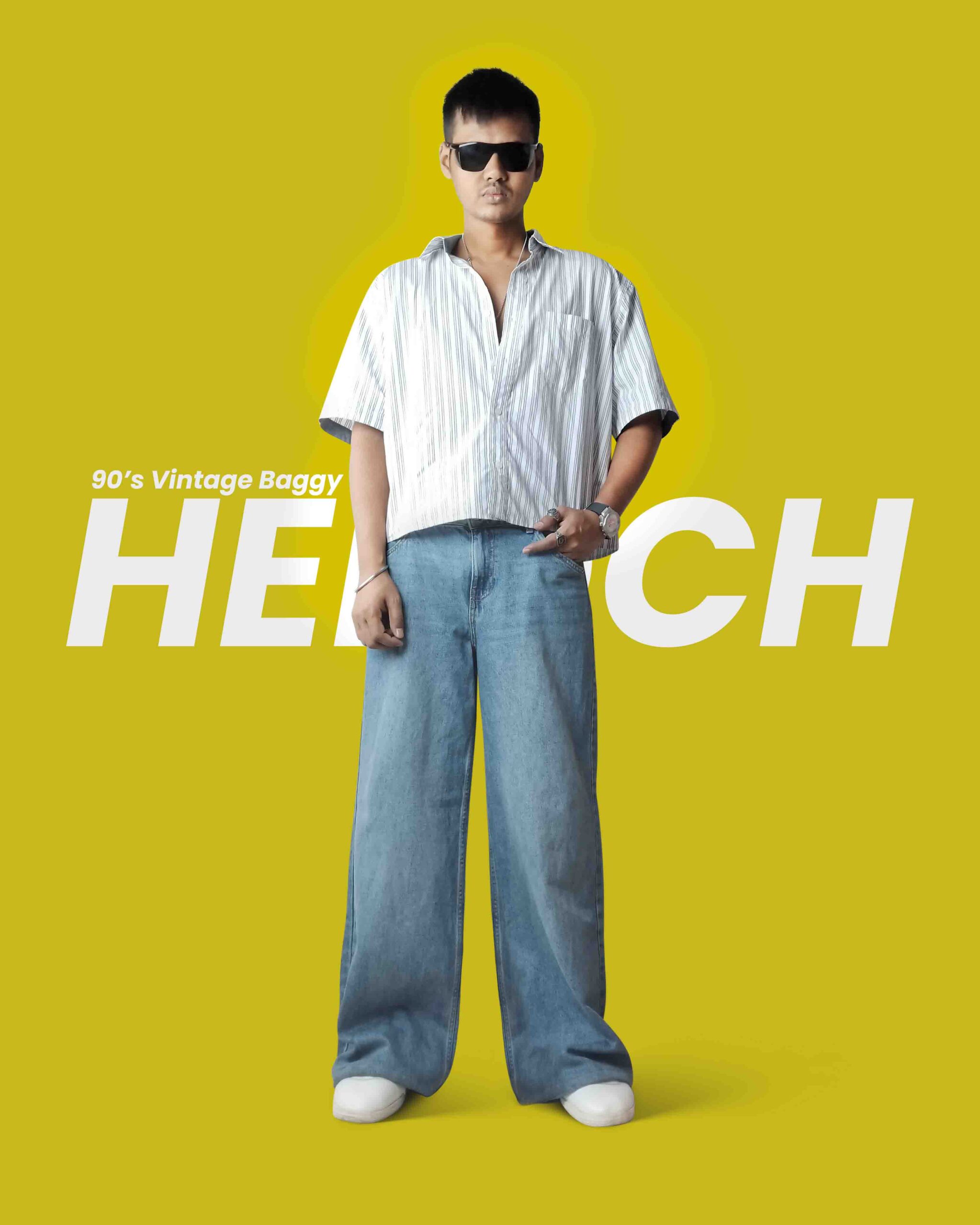 Vintage light blue Baggy front3333