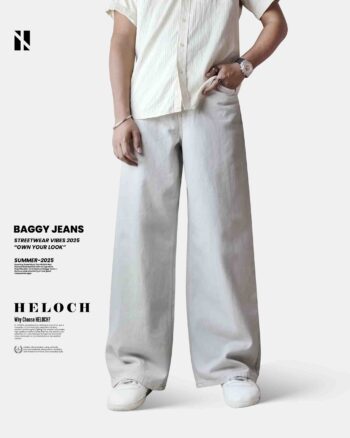 Off White Baggy Jeans for Men – Premium Cotton Denim