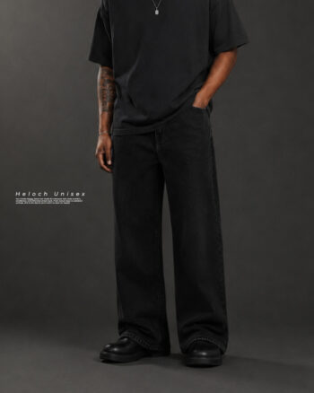 Black straight fit unisex baggy