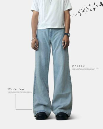 Unisex Wide Leg Baggy Jeans | Light Blue